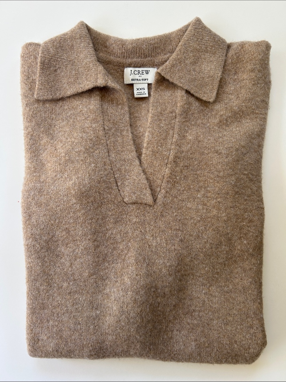 J. Crew Taupe V-Neck Polo Sweater
